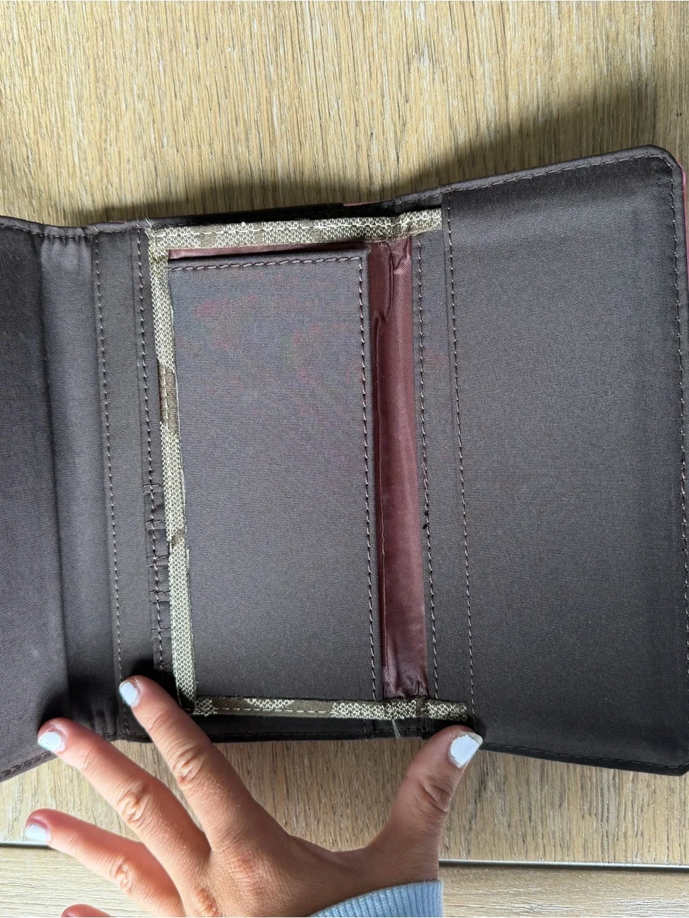 Coach Brown Signature Wallet with Pink Trim